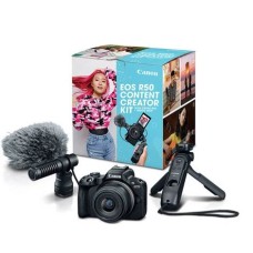 Canon Content Creator Kit EOS R50 Mirrorless Camera Body with RF-S18-45mm F4.5-6.3 IS STM Lens, Stereo Microphone DM-E100 & Tripod Grip HG-100TBR (Black) (No Warranty)
