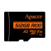 Apacer R100 MicroSDXC UHS-I U3 V30 A2 512GB Class-10 Memory Card with Adapter
