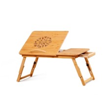 Bamboo Wooden Single Fan Laptop Cooler Table Desk